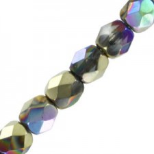Czech Fire polished faceted glass beads 3mm Crystal glittery amber